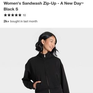 A New Day Black Sandwash Zip-Up Jacket